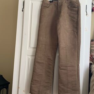 Exclusivity Simons tan pants in suedine